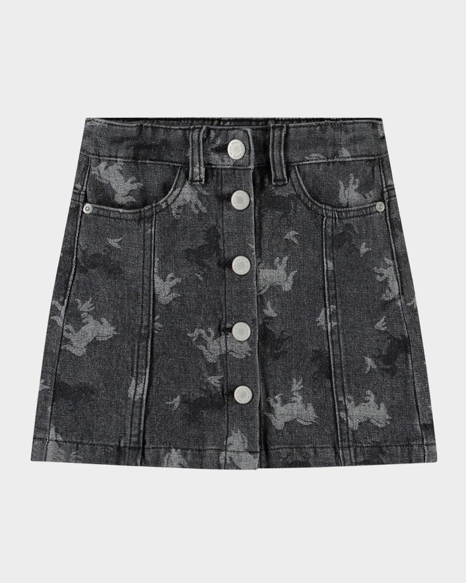 Girl's Bera Printed Denim Mini Skirt, Size 3T-6